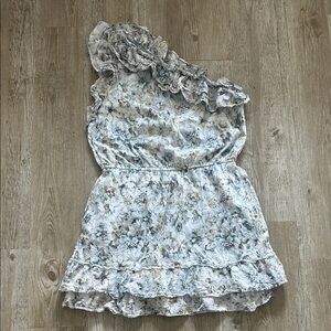 Happy Nature 100% Cotton One Shoulder Ruffle Mini Floral Dress Made in India